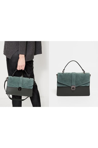 Leren Handtas Tokyo Olijfgroen - Groen