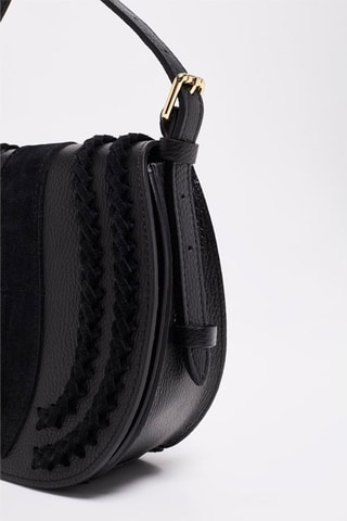 Leren en Nubuck Schoudertas Mets   - Zwart