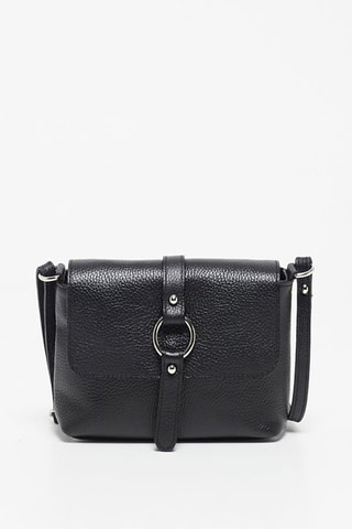 Leren Schoudertas Ring  - Zwart