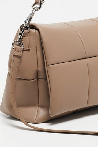 Doorgestikte Leren Schoudertas Alba  - Bruin