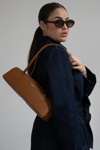 Leren Schouderhandtas Zhora   - Bruin