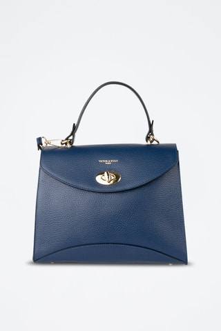 Leren Handtas Winy   - Blauw en goudkleurig