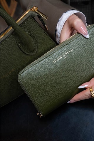 Leren Portefeuille Selma   - Groen