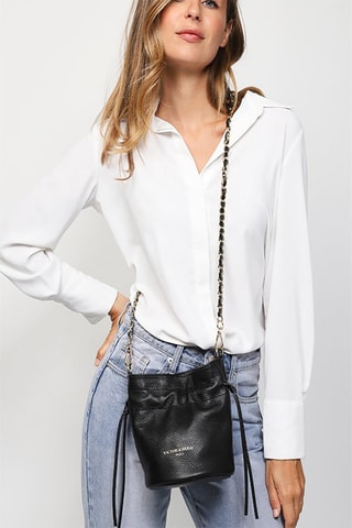 Leren Schoudertas Eonora  - Zwart