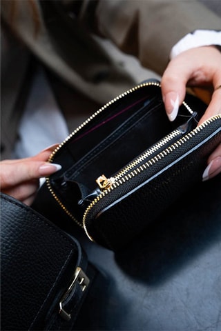 Leren Portefeuille Kam   - Zwart