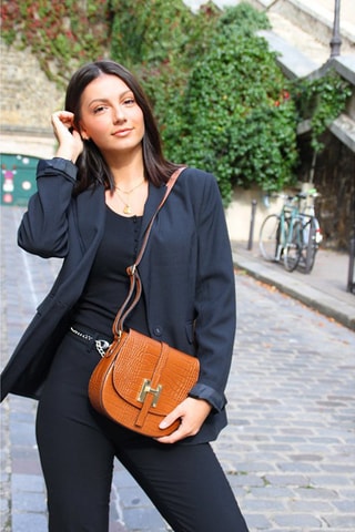 Leren Schoudertas Kara  - Bruin