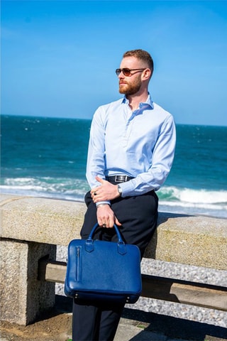 Leren Schoudertas Elio - Marineblauw - Blauw