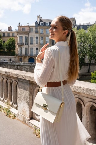 Leren Schoudertas Nikya    - Wit