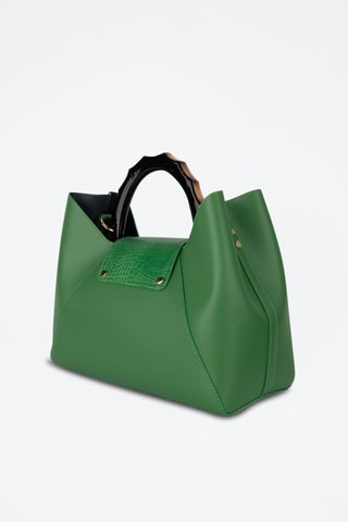 Leren Handtas Ana   - Zwart en groen