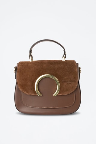 Leren Handtas Mina   - Bruin en goudkleurig