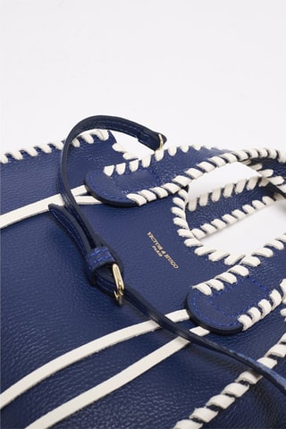 Leren Handtas Kamelia - Wit en blauw