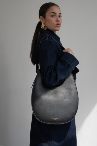 Leren Schouderhandtas AAiko   - Zwart