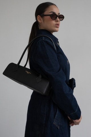 Leren Schouderhandtas Zhora   - Zwart