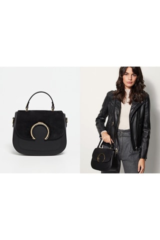 Leren Schoudertas Mina  - Zwart
