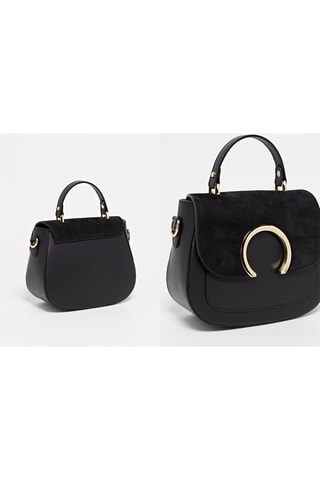 Leren Schoudertas Mina  - Zwart