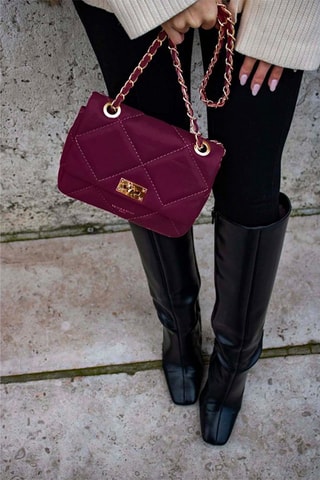 Doorgestikte Leren Schoudertas Giulia - Paars