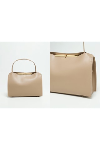 Leren Handtas Vecy   - Beige