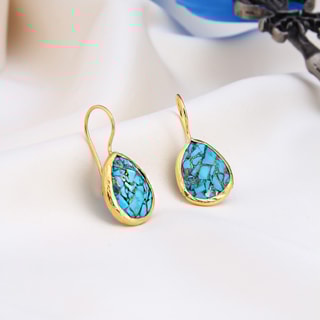Pendientes - Latón chapado en oro y turquesa