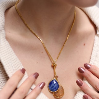 Collar - Latón chapado en oro, lapislázuli y citrino