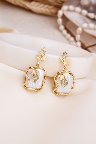 Pendientes - Chapado en oro amarillo, perlas cultivadas y circones