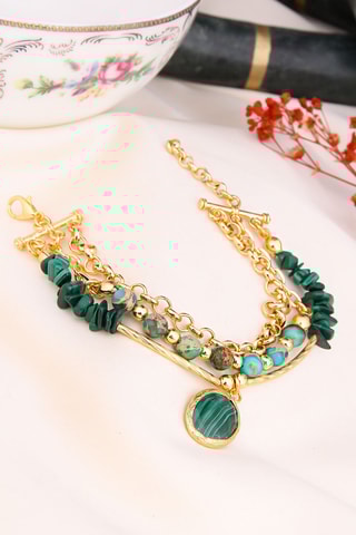 Pulsera de varias vueltas - Malaquitas y variscitas