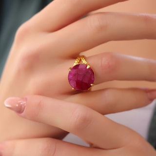 Anillo - Latón chapado en oro y ágata