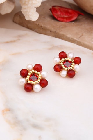 Pendientes - Perlas cultivadas y coral 