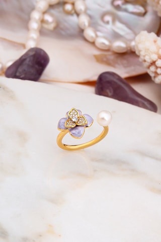 Anillo - Perla cultivada y circones