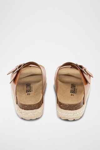 Mules plateformes en cuir - Marron