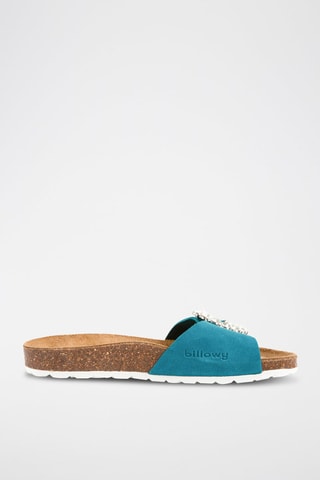 Mules en nubuck Rosso - Turquoise