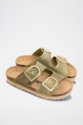 Sandales plateformes en nubuck - Vert d’eau