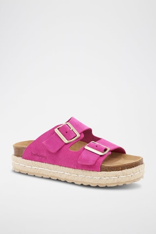 Mules plateformes en nubuck - Fuchsia
