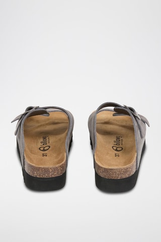 Mules à plateforme en cuir - Gris