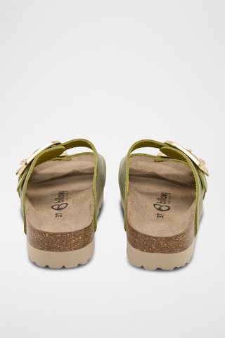 Mules plateformes en cuir - Vert