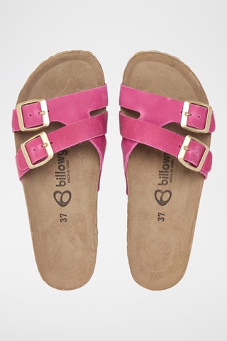 Mules en cuir - Fuchsia