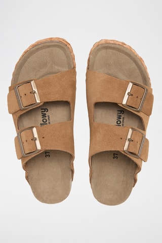 Nubuck Platform Muiltjes - Bruin