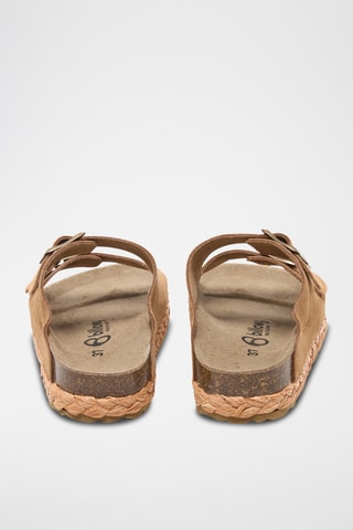 Nubuck Platform Muiltjes - Bruin