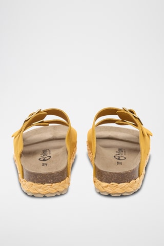 Nubuck Platform Muiltjes - Geel