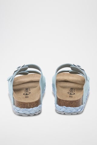 Nubuck Platform Muiltjes - Lichtblauw