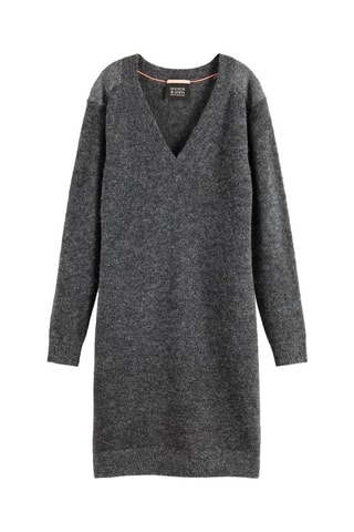 Robe pull relaxed en laine et alpaga - Gris foncé