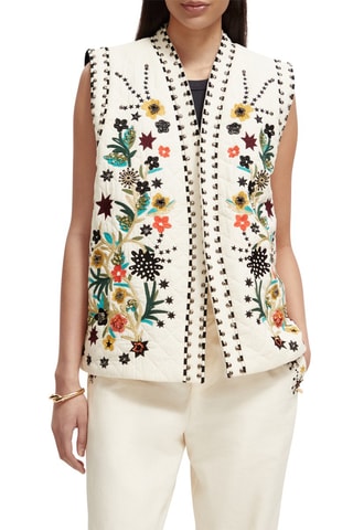 Gilet sans manches en coton biologique et lin - Ecru