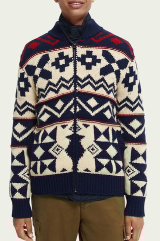 Gilet 2-en-1 en laine - Blanc et bleu marine