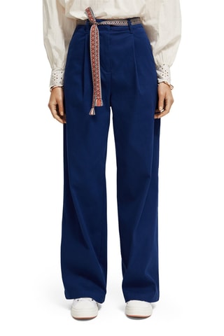 Pantalon wide legs taille haute - Bleu marine