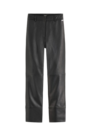 Pantalon en cuir de mouton  taille haute - Noir