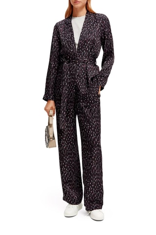 Pantalon wide legs - Noir et rose