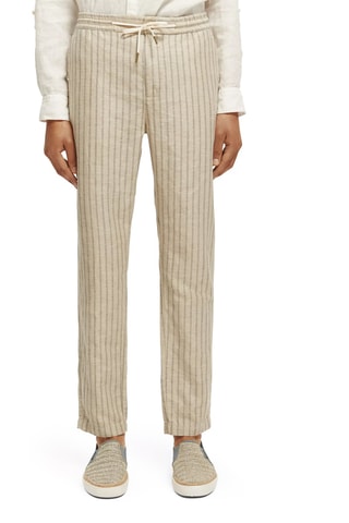 Pantalon casual en coton biologique et lin - Beige