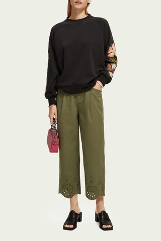 Pantalon straight taille haute en coton biologique - Vert olive