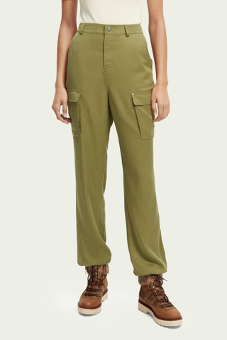 Pantalon cargo straight taille haute - Vert olive