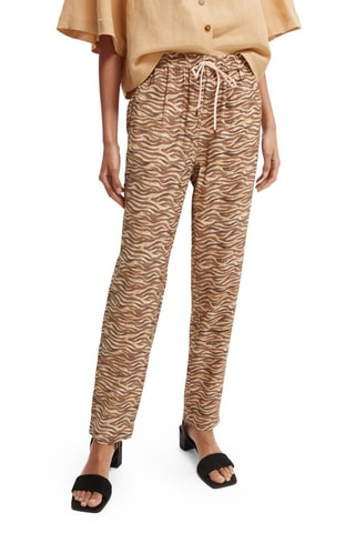 Pantalon regular taille haute - Marron