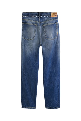 Jean boyfriend en coton biologique - Bleu marine